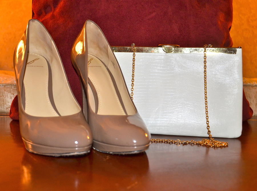 Brian Atwood Patent Leather and Vintage Gold Clutch