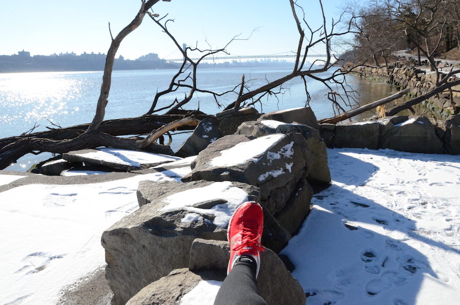 Red Running Shoes - GWB from Englewood Boat Basin