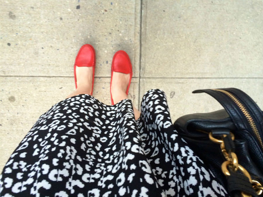 Red Driving Loafers Leopard Dress