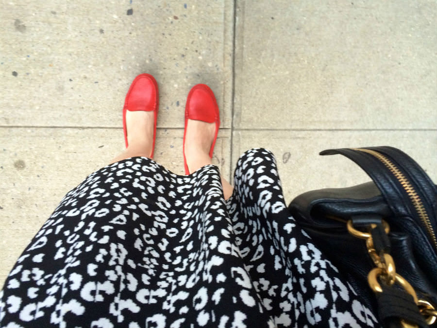 Red Driving Loafers Leopard Dress