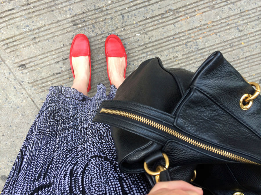 Red Driving Loafers w Italian Skirt
