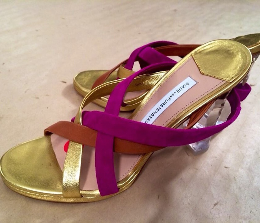 DVF SS16 Pink and Gold Sandals