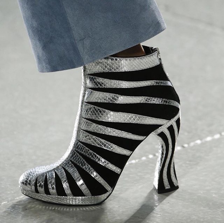 Rodarte NYFW SS16 silver striped ankle boots